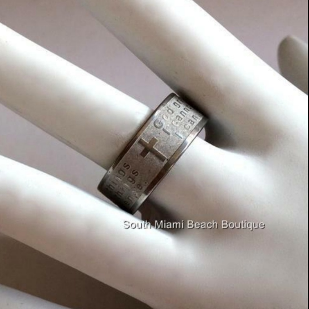 Serenity Prayer Ring Band Stainless Steel Silver Mens Womens Sz 6 7 8 9 10 11 12 - Picture 3 of 6